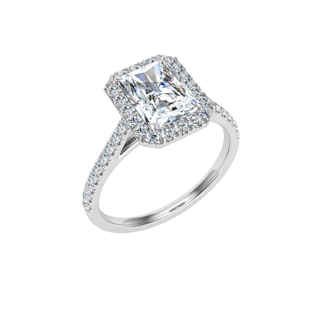 Vixen's Radiant Cut Halo Moissanite Engagement Ring White Gold