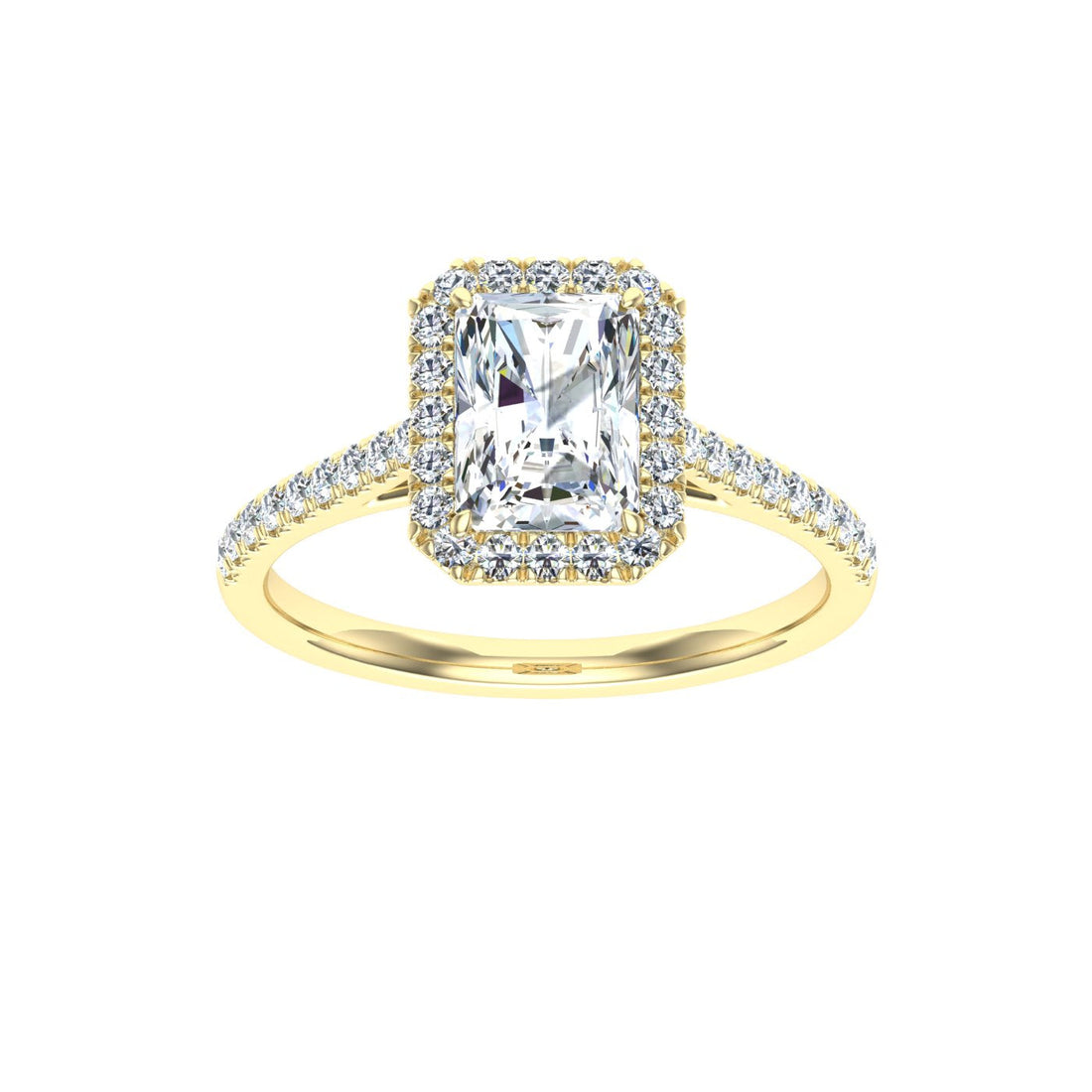 Vixen's Radiant Cut Halo Moissanite Engagement Ring Yellow Gold