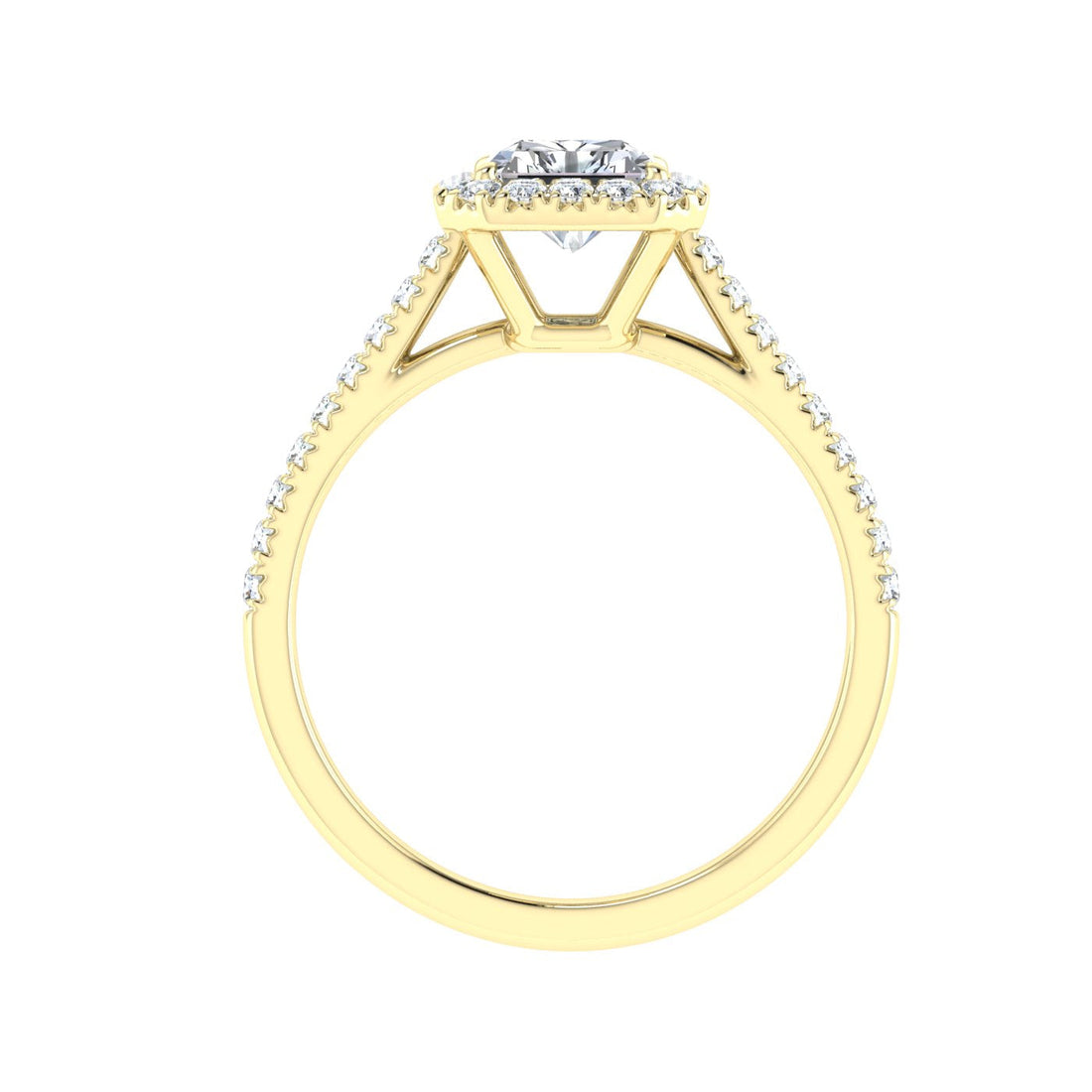 Vixen's Radiant Cut Halo Moissanite Engagement Ring Yellow Gold