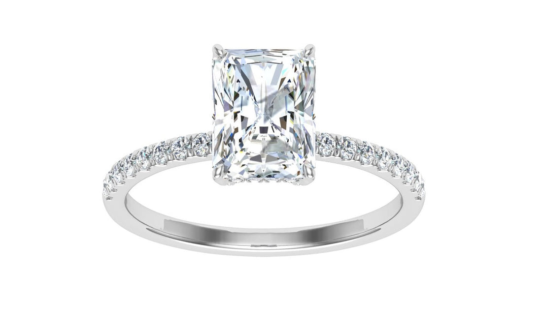 Vortex Radiant Cut Hidden Halo Moissanite Engagement Ring White Gold