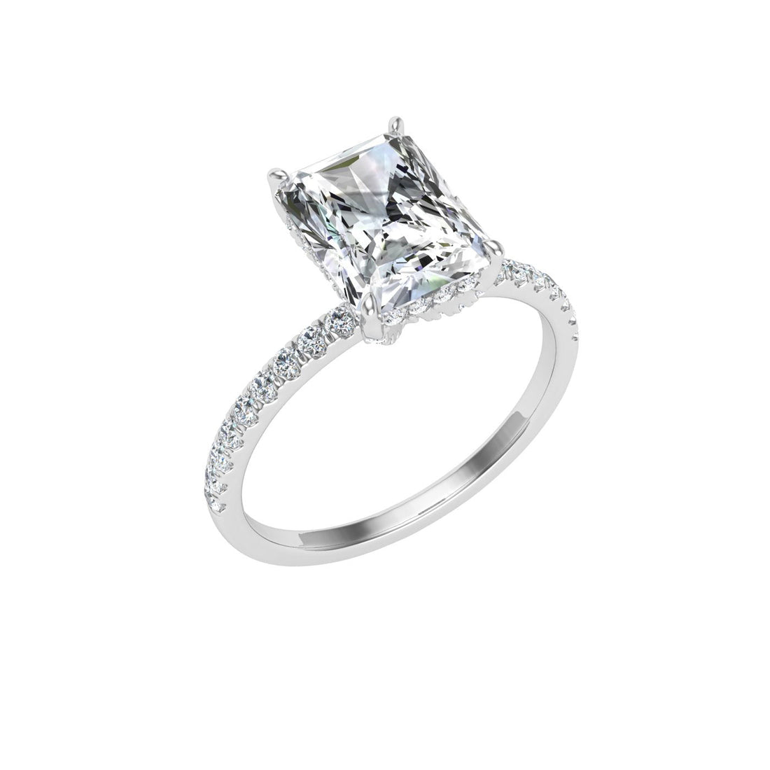 Vortex Radiant Cut Hidden Halo Moissanite Engagement Ring White Gold