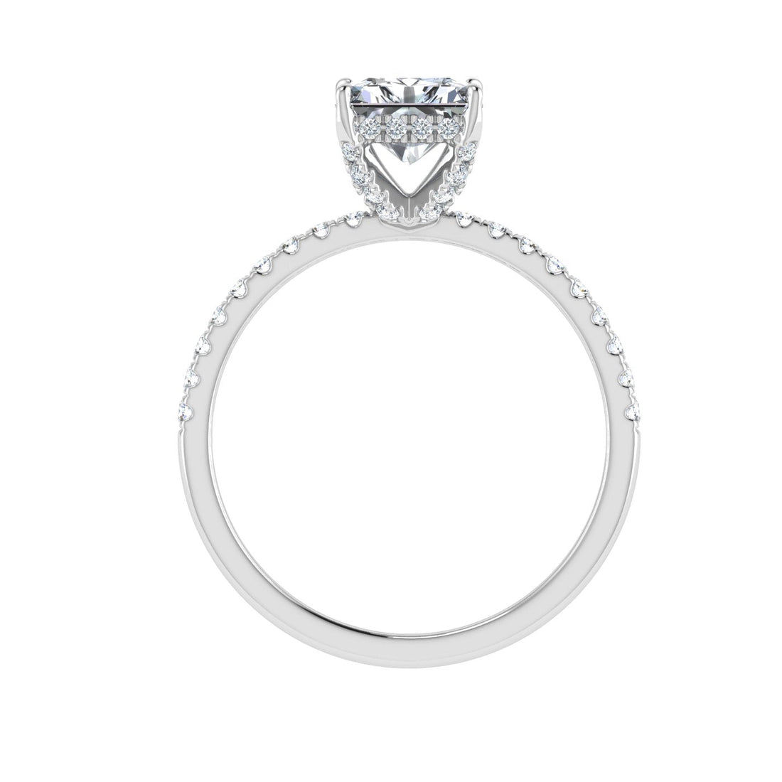 Vortex Radiant Cut Hidden Halo Moissanite Engagement Ring White Gold