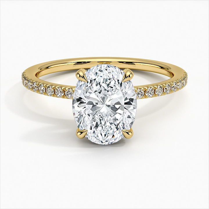Vow Four-Prong 3 Carat Oval Cut Moissanite Ring in 18K Rose Gold