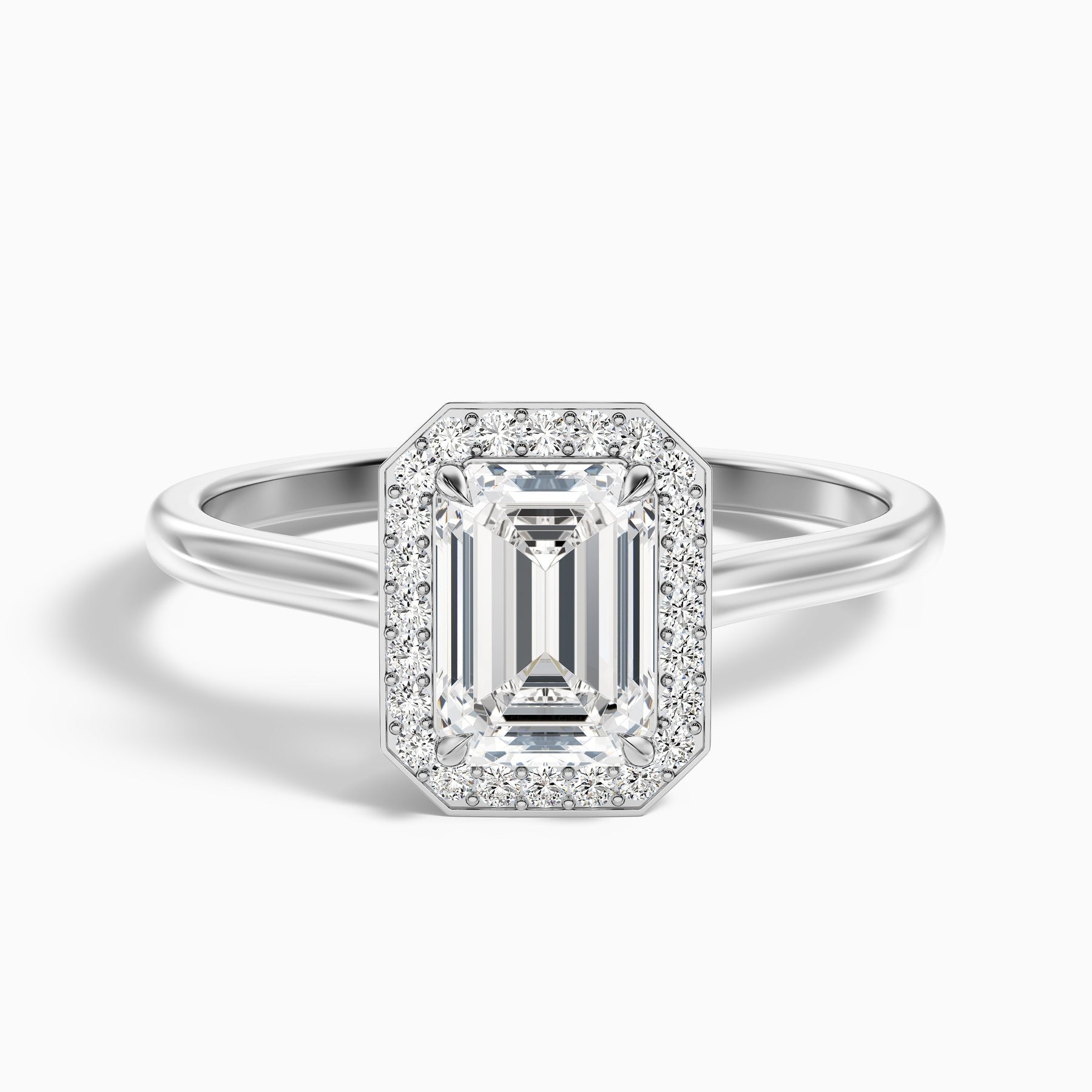 Vowgem Emerald Cut Halo Lab Grown Engagement Ring