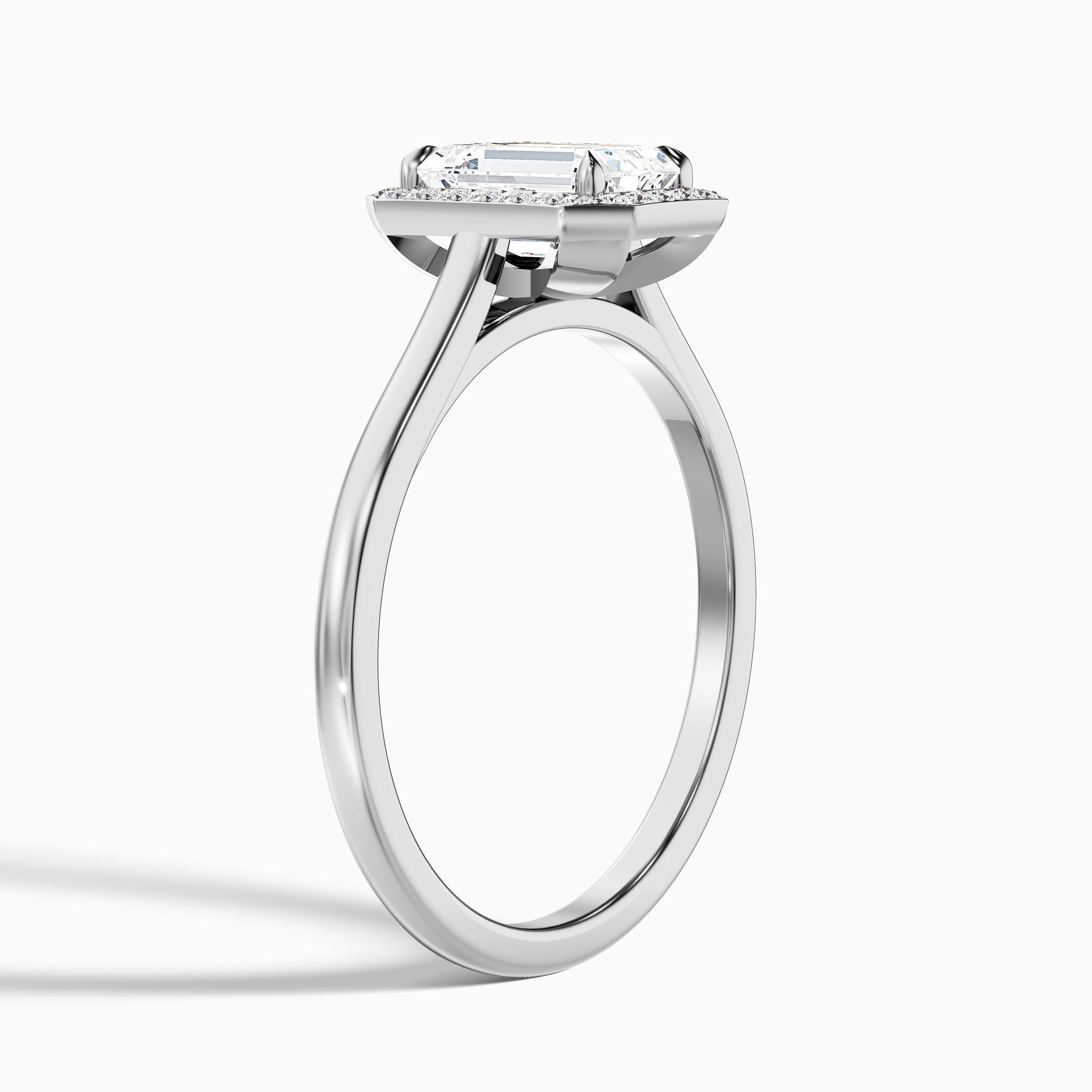 Vowgem Emerald Cut Halo Lab Grown Engagement Ring