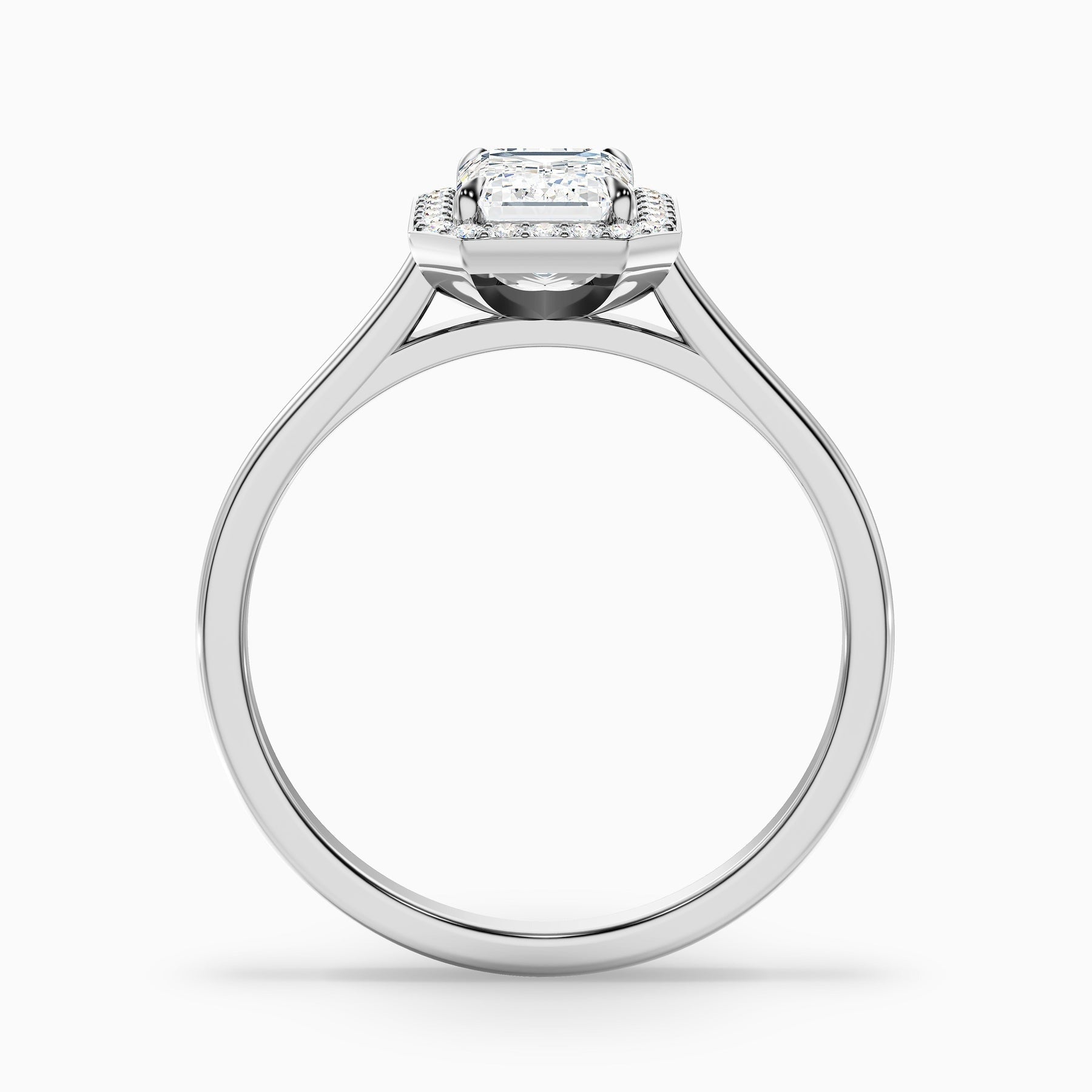 Vowgem Emerald Cut Halo Lab Grown Engagement Ring