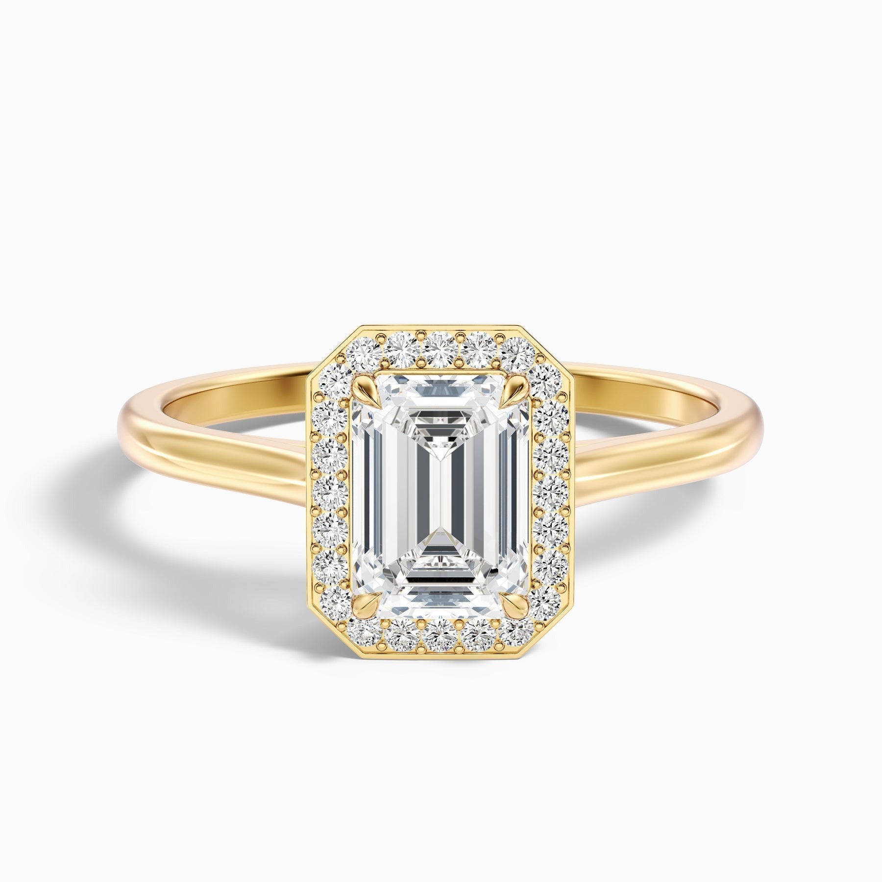 Vowgem Emerald Cut Halo Lab Grown Engagement Ring
