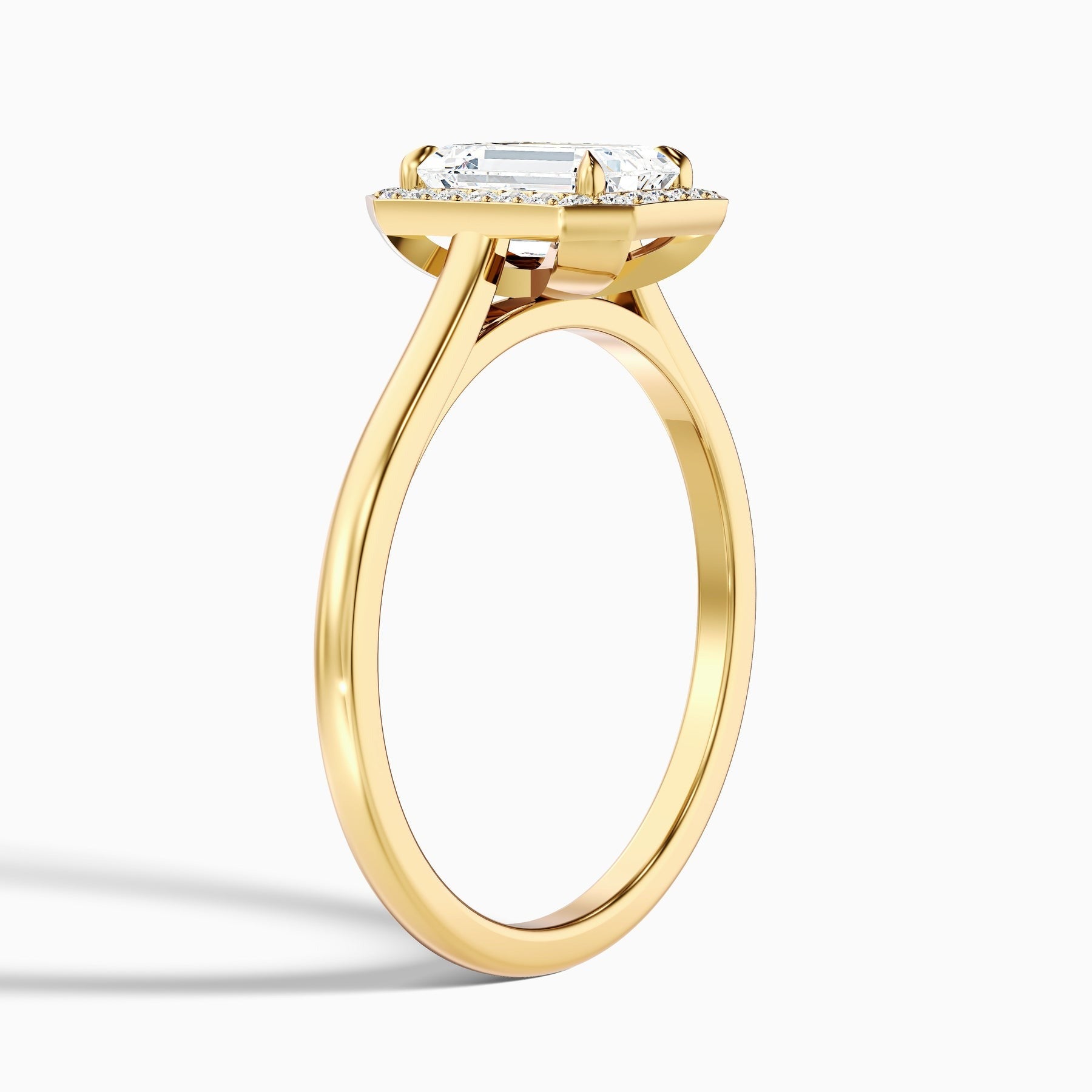 Vowgem Emerald Cut Halo Lab Grown Engagement Ring