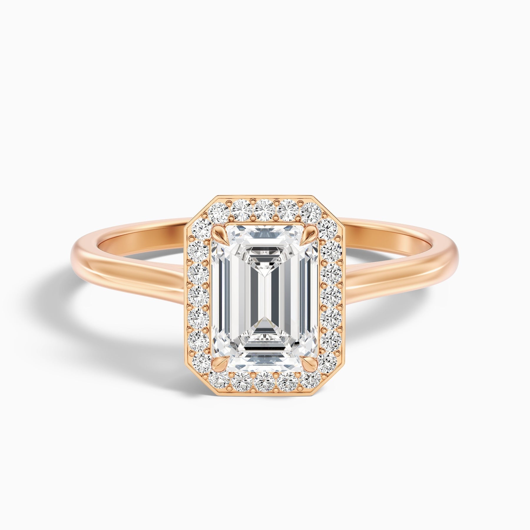 Vowgem Emerald Cut Halo Lab Grown Engagement Ring