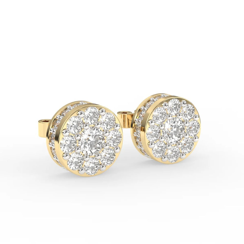 Whimsical Gold and Lab Diamond Stud Earrings