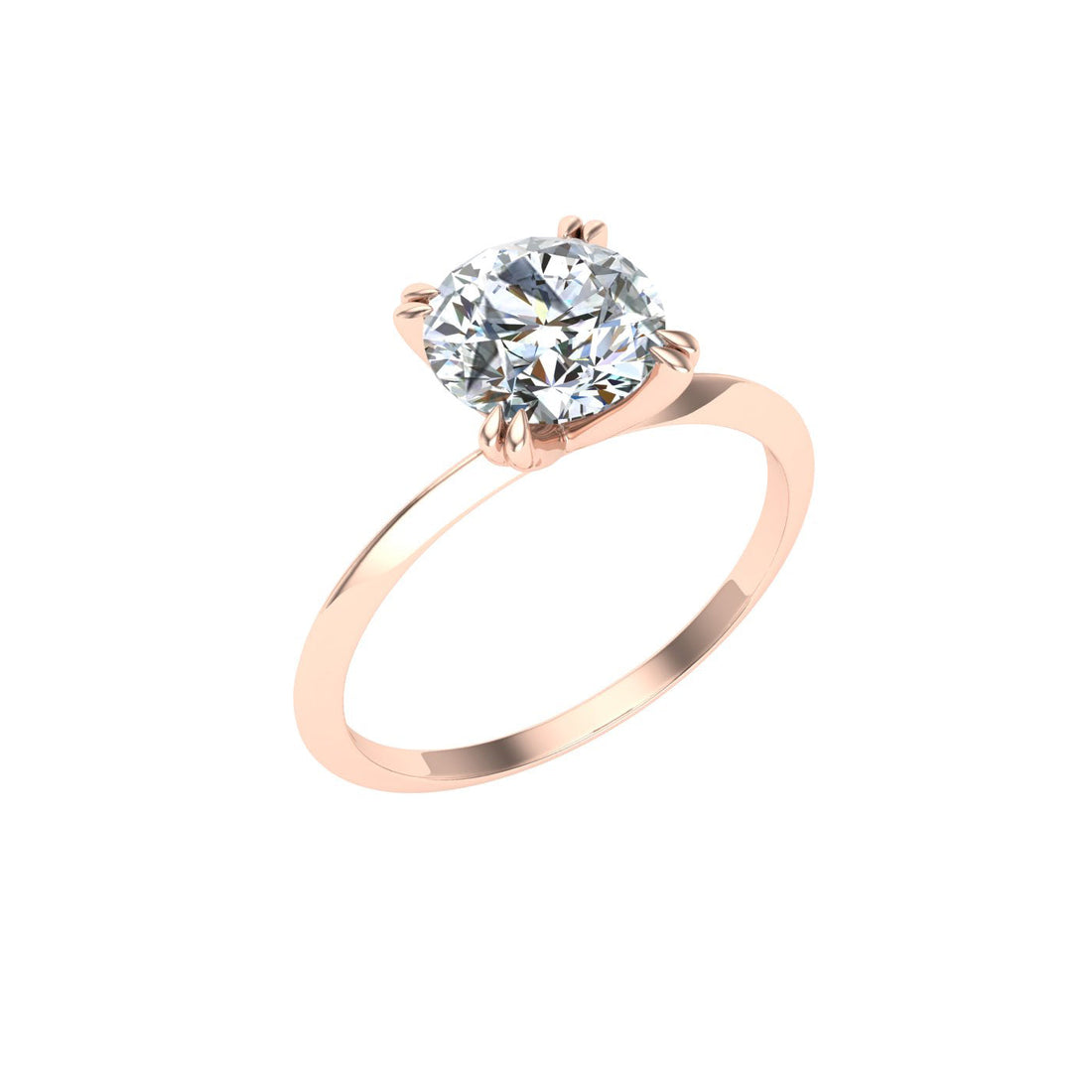 Whirl Double Claw Round Solitaire Moissanite Engagement Ring Rose Gold