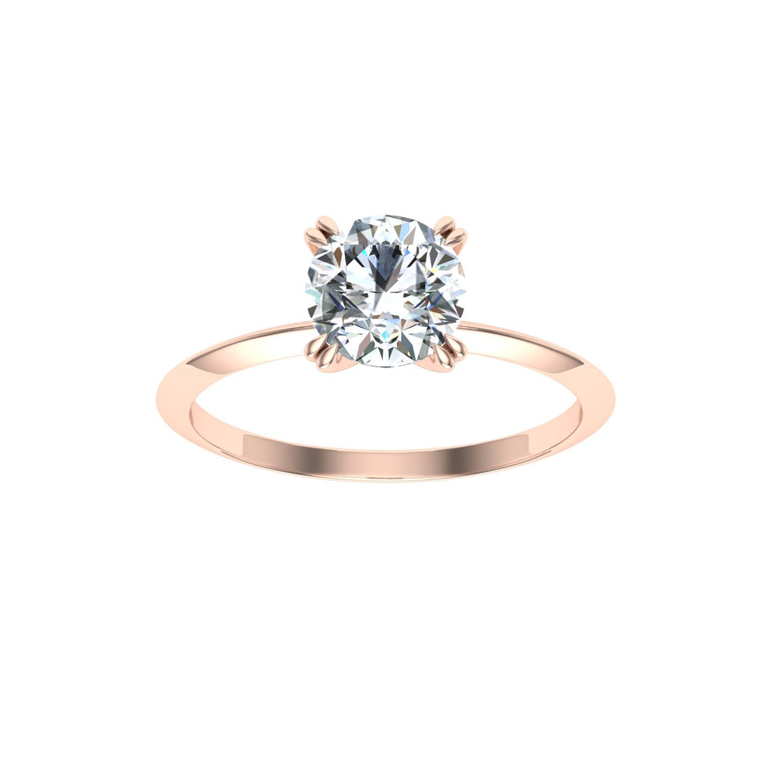 Whirl Double Claw Round Solitaire Moissanite Engagement Ring Rose Gold