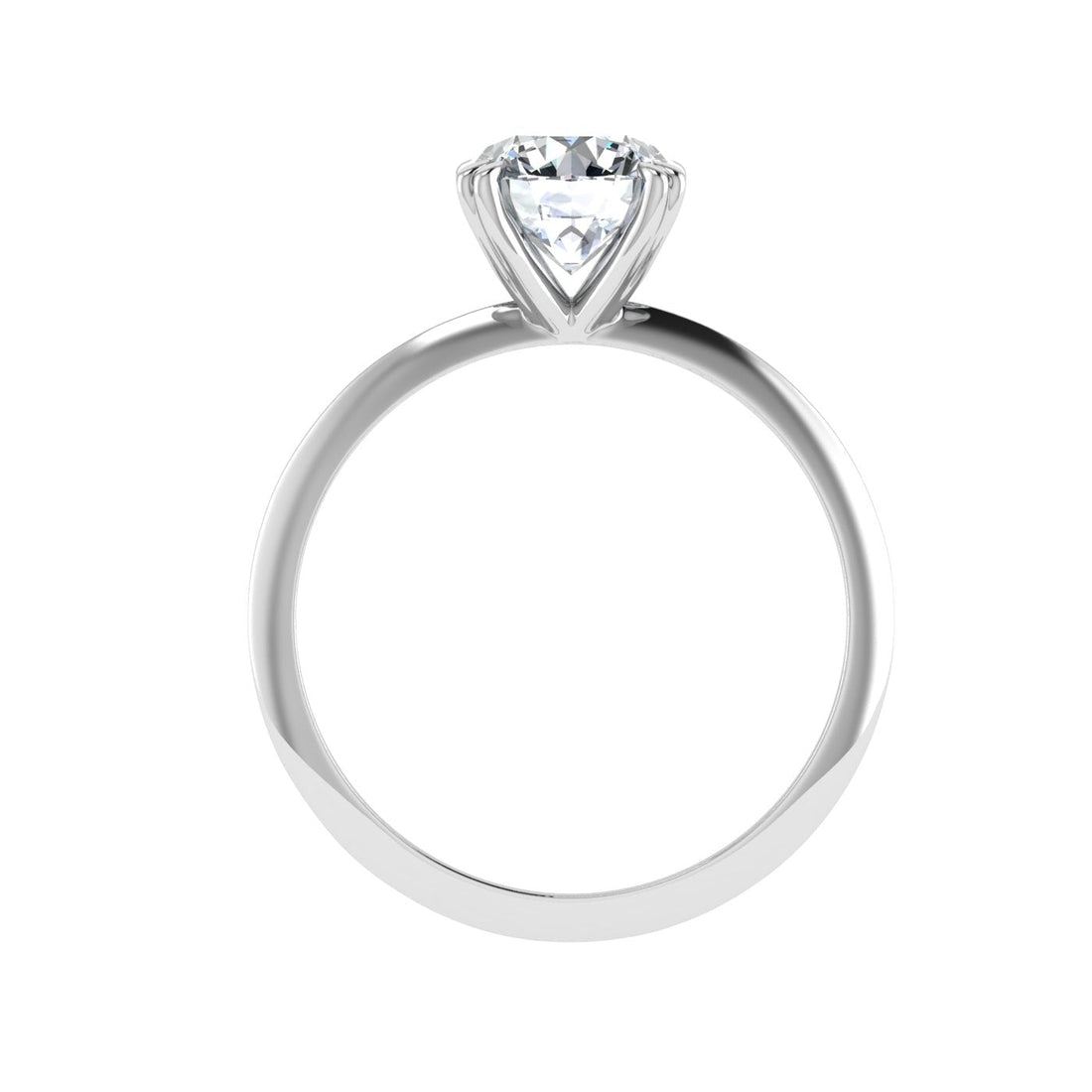 Whirl Double Claw Round Solitaire Moissanite Engagement Ring White Gold