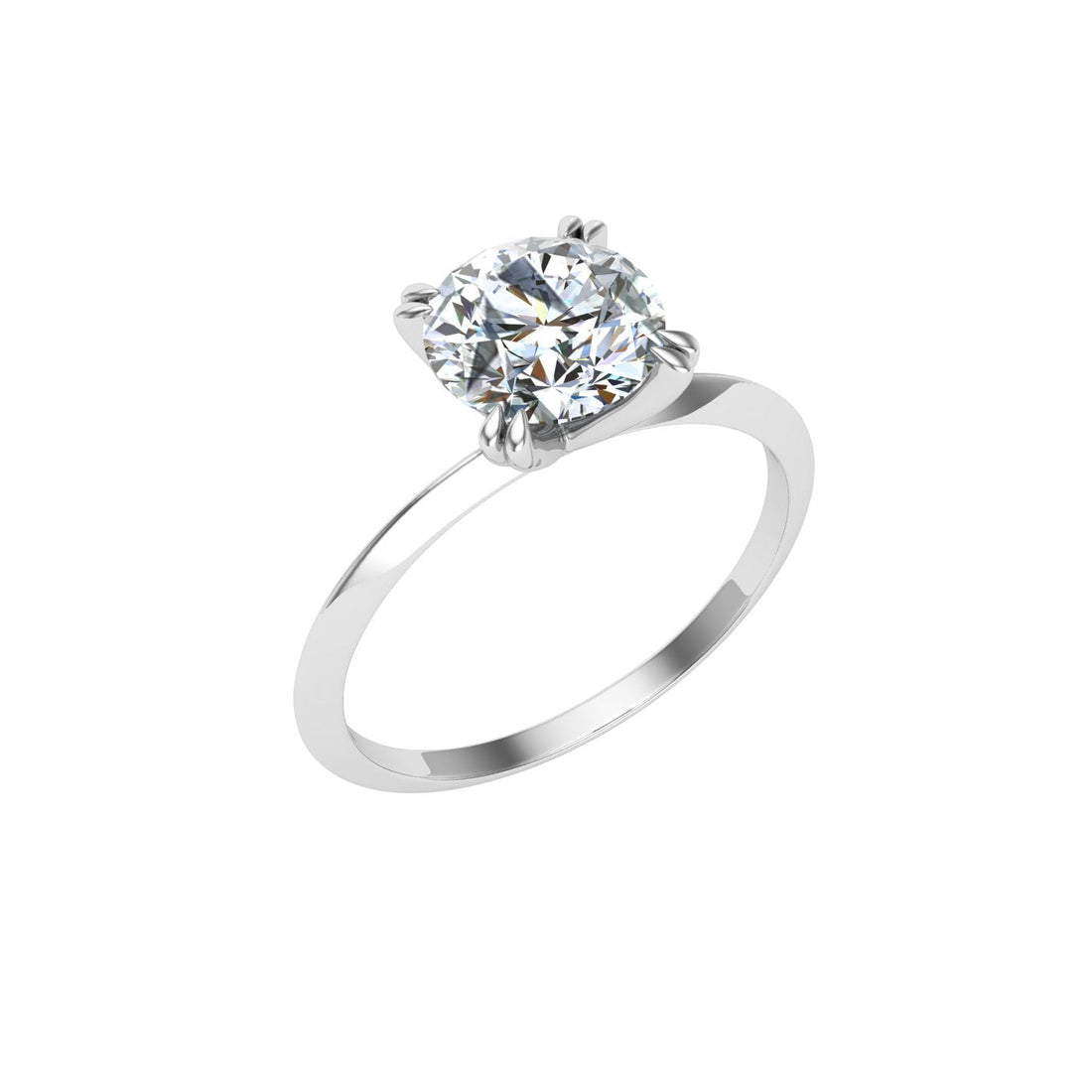 Whirl Double Claw Round Solitaire Moissanite Engagement Ring White Gold