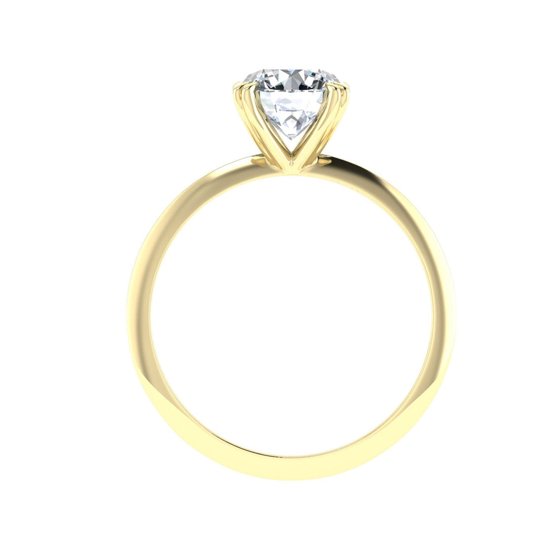 Whirl Double Claw Round Solitaire Moissanite Engagement Ring Yellow Gold