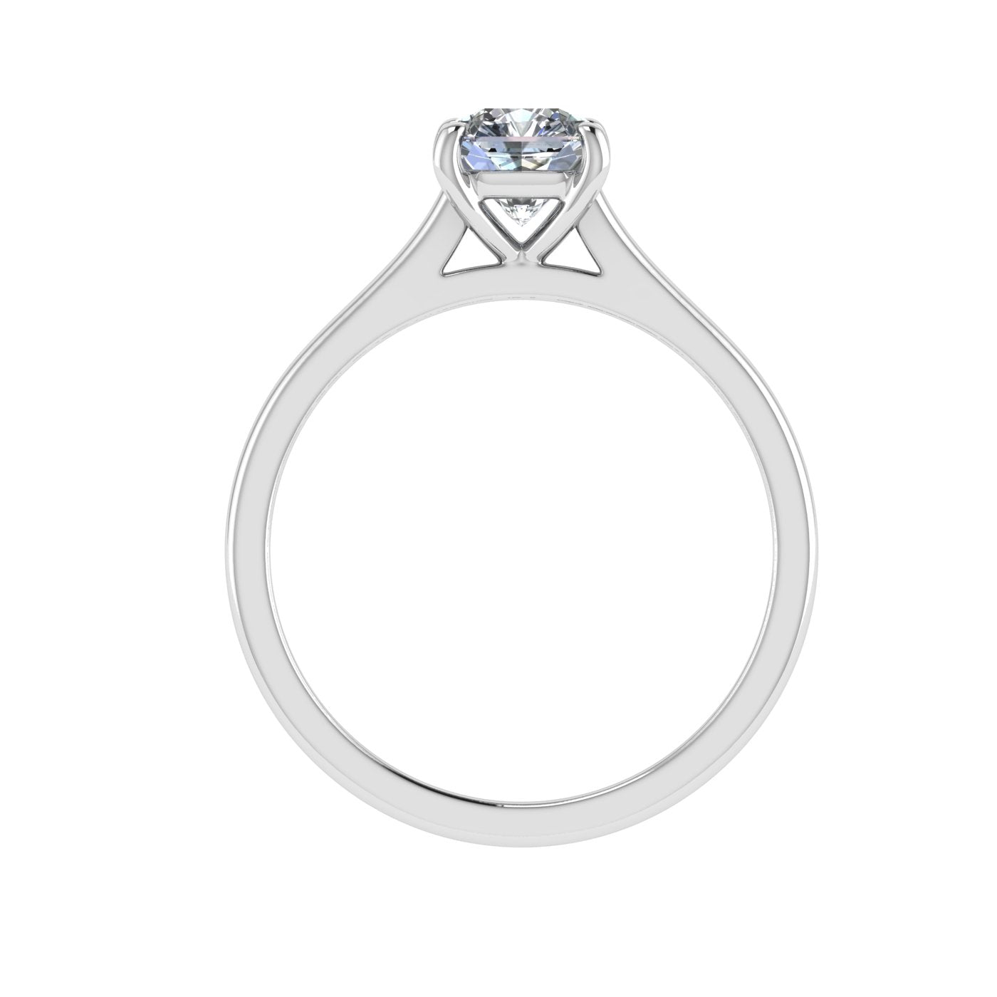 Whisper Cushion Cut Solitaire Moissanite Engagement Ring White Gold