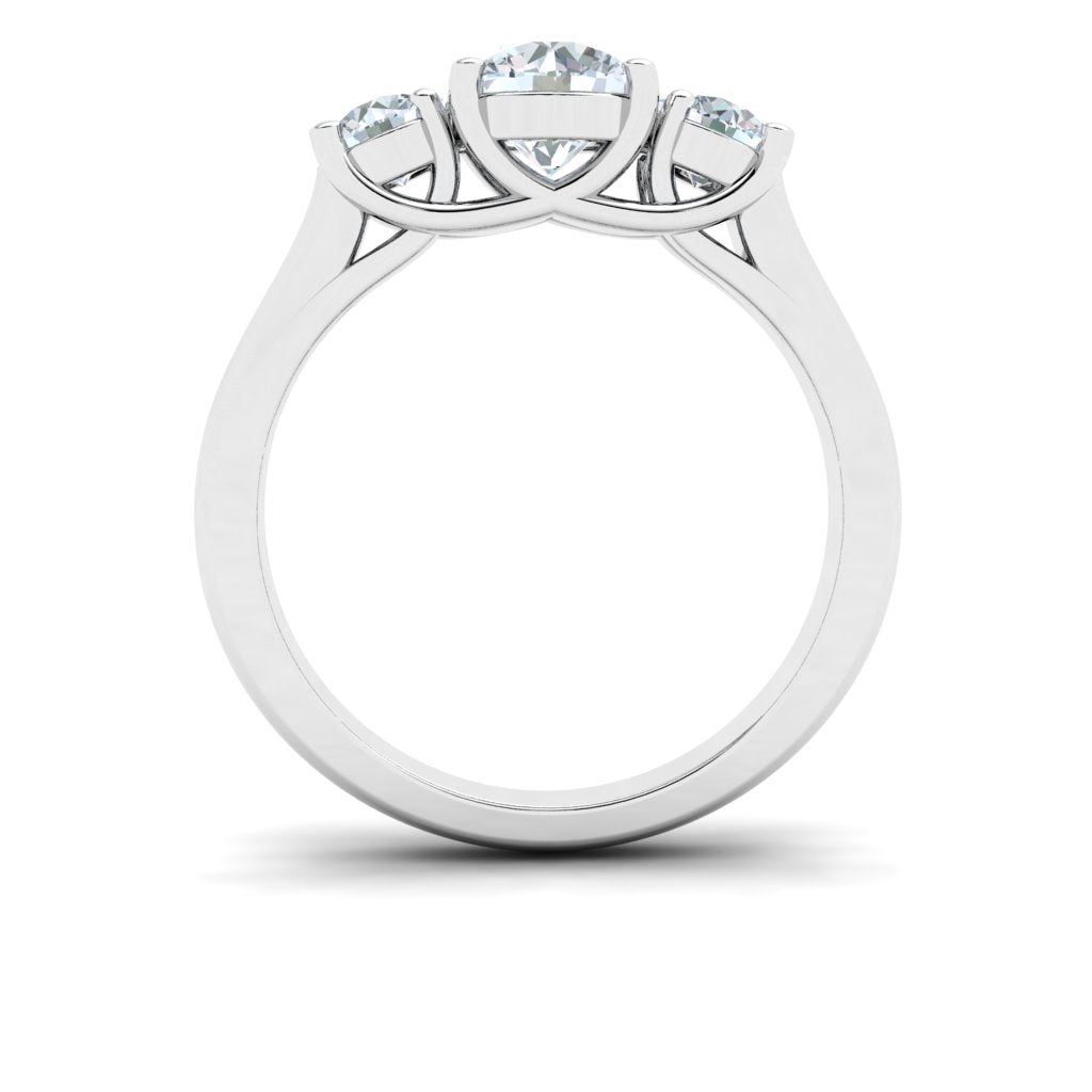 Whispering Round 3 Stone Moissanite Engagement Ring White Gold