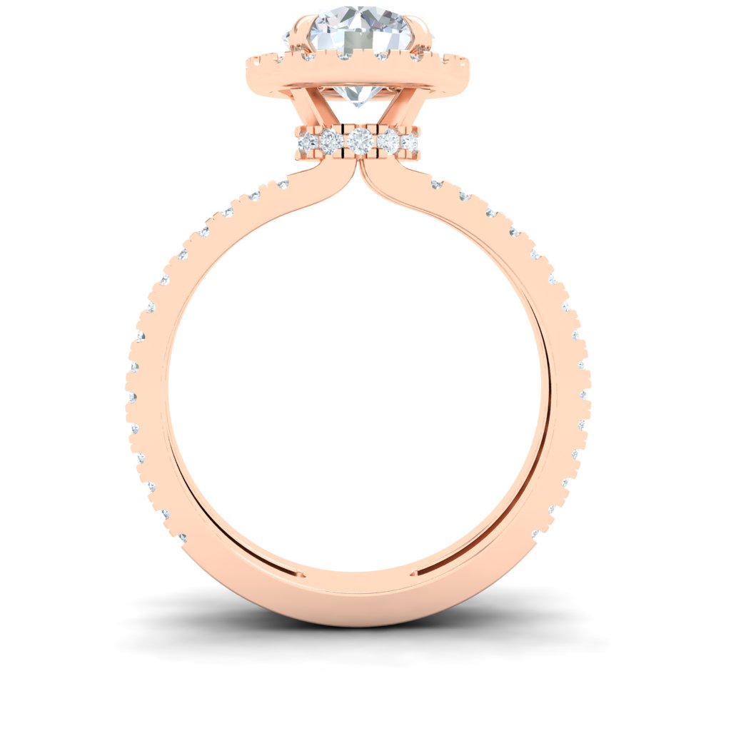 Whispering Round Double Band Moissanite Engagement Ring Rose Gold