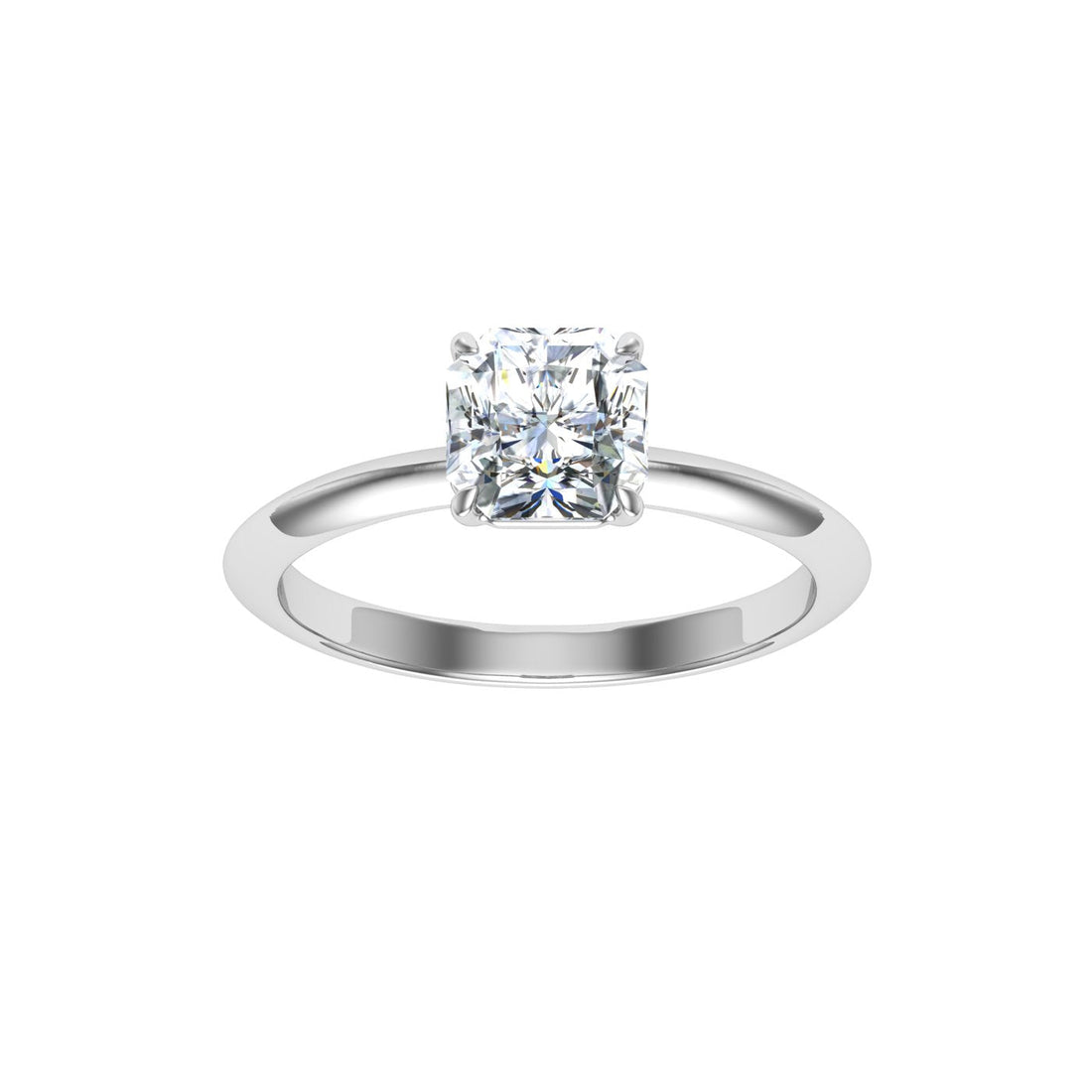 Whispers Asscher Cut Solitaire Moissanite Engagement Ring White Gold