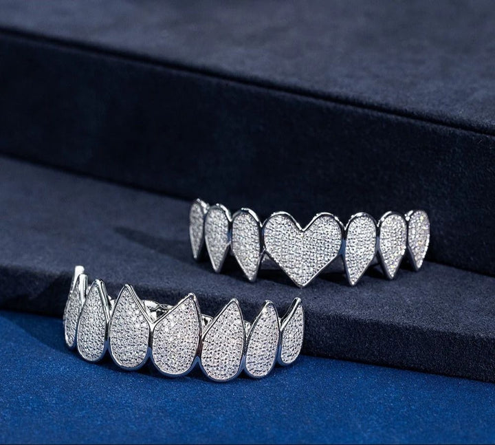 White Polished Moissanite Teeth Grillz