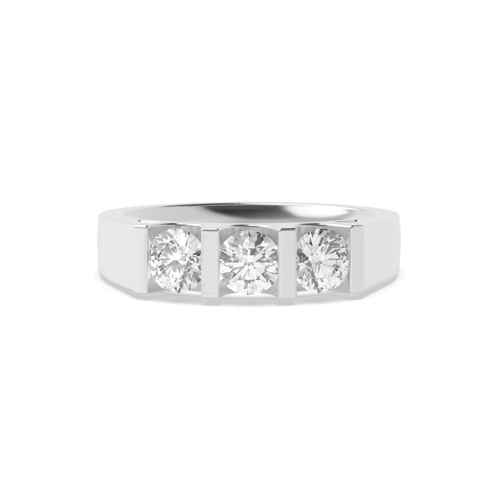 Willow Round Lab Grown Diamond U Shape Three Stone Engagement Ring