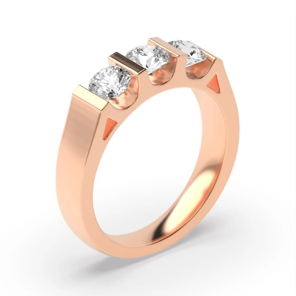 Willow Round Lab Grown Diamond U Shape Three Stone Engagement Ring