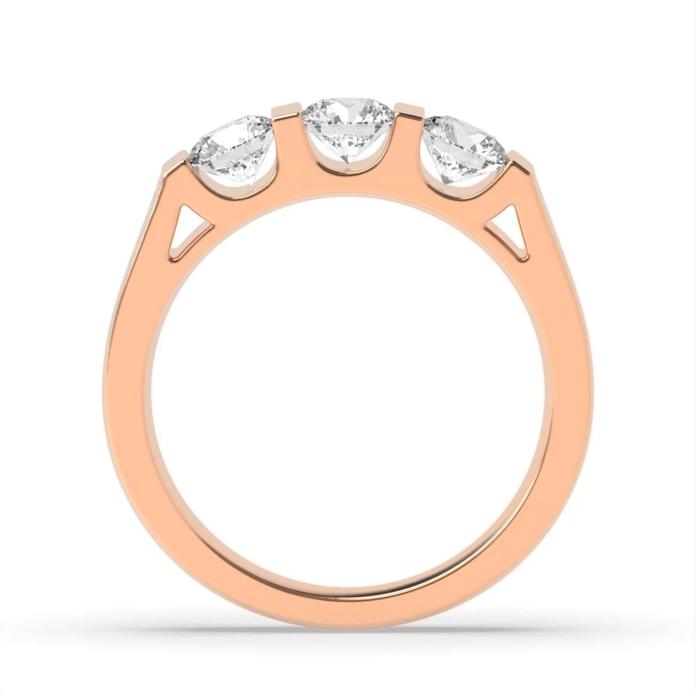 Willow Round Lab Grown Diamond U Shape Three Stone Engagement Ring