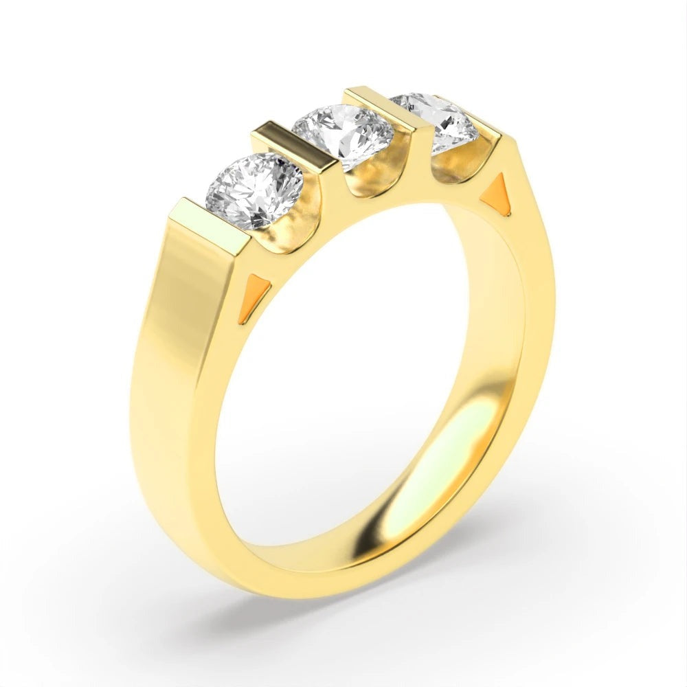 Willow Round Lab Grown Diamond U Shape Three Stone Engagement Ring