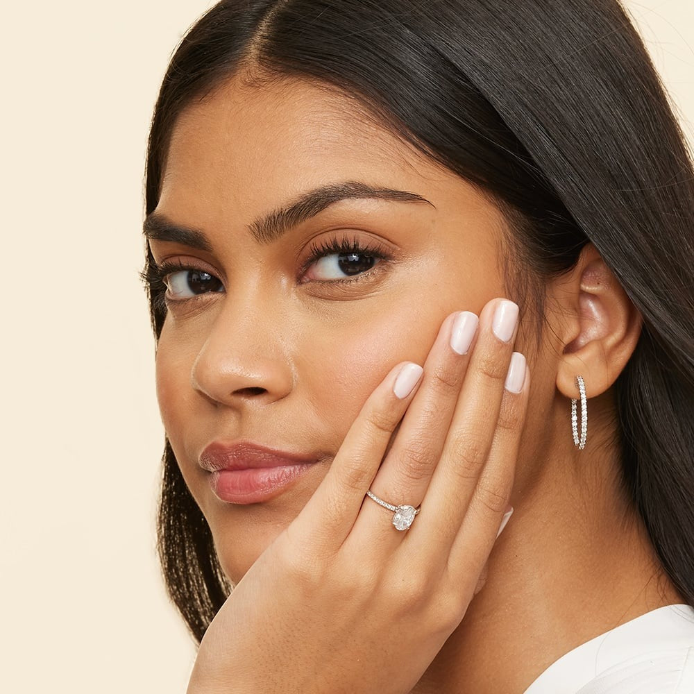 Willowbloom Cushion Cut Solitaire Moissanite Engagement Ring White Gold