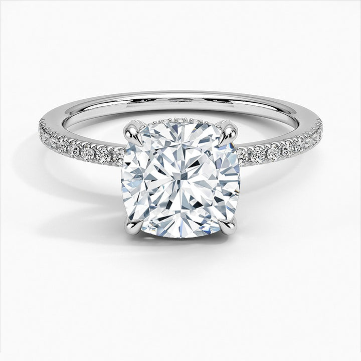 Willowbloom Cushion Cut Solitaire Moissanite Engagement Ring White Gold