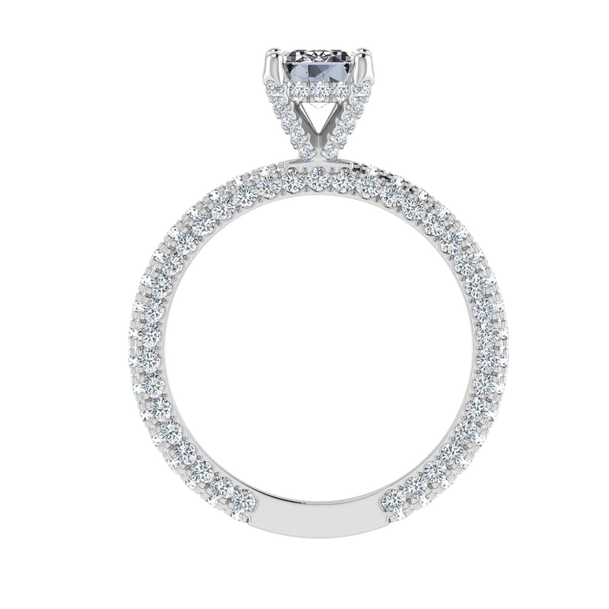 Willowmist Micro Pavé 3 Carat Emerald Cut Moissanite Ring in 18K Rose ...