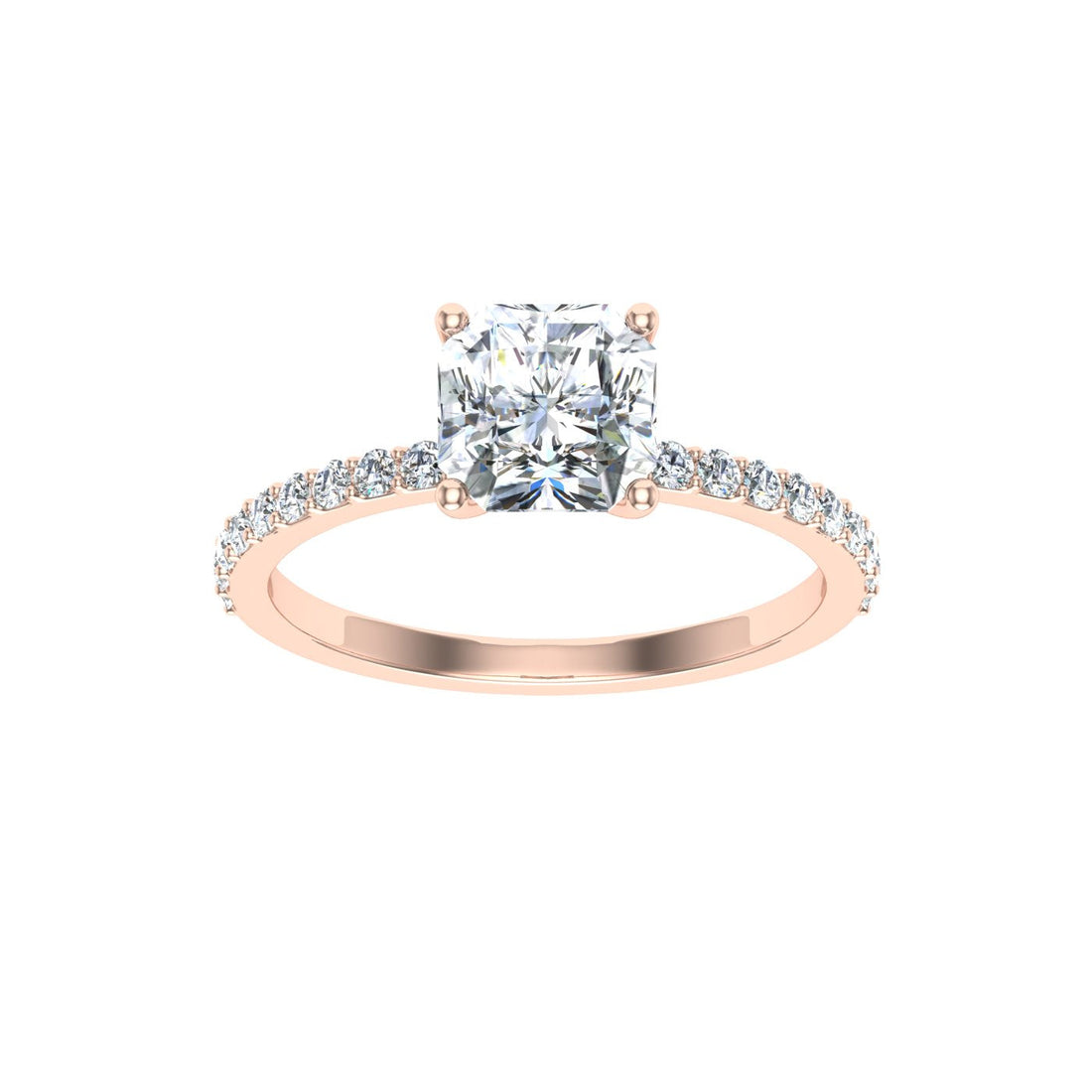 Willowwind Asscher Cut Side Stones Moissanite Engagement Ring Rose Gold