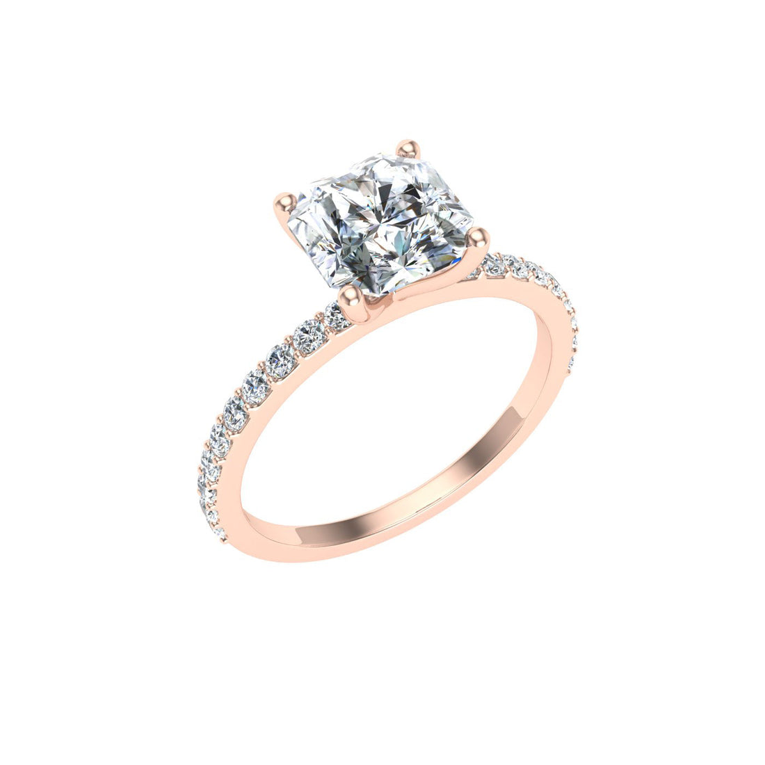 Willowwind Asscher Cut Side Stones Moissanite Engagement Ring Rose Gold