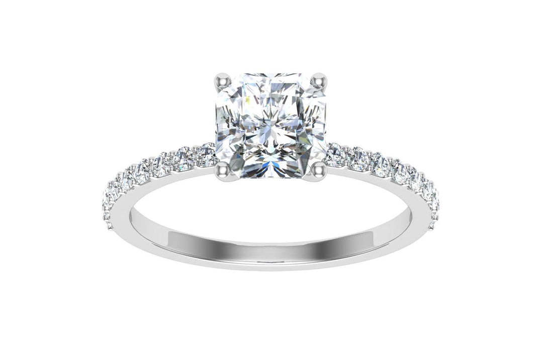 Willowwind Asscher Cut Side Stones Moissanite Engagement Ring White Gold