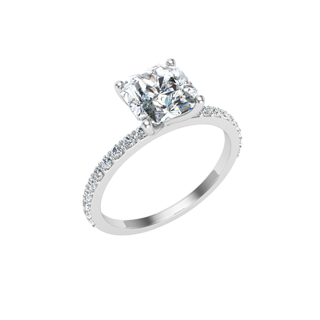 Willowwind Asscher Cut Side Stones Moissanite Engagement Ring White Gold