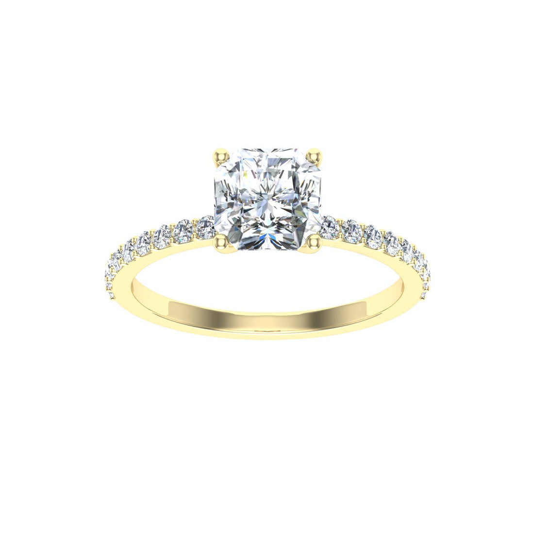 Willowwind Asscher Cut Side Stones Moissanite Engagement Ring Yellow Gold