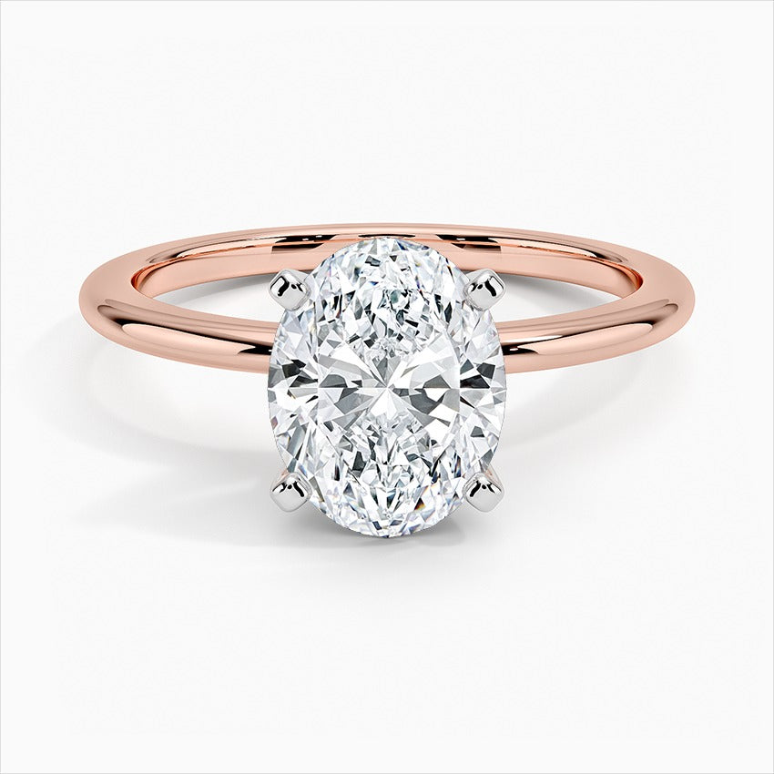 Wind Oval Four-Prong Moissanite Engagement Ring Rose Gold