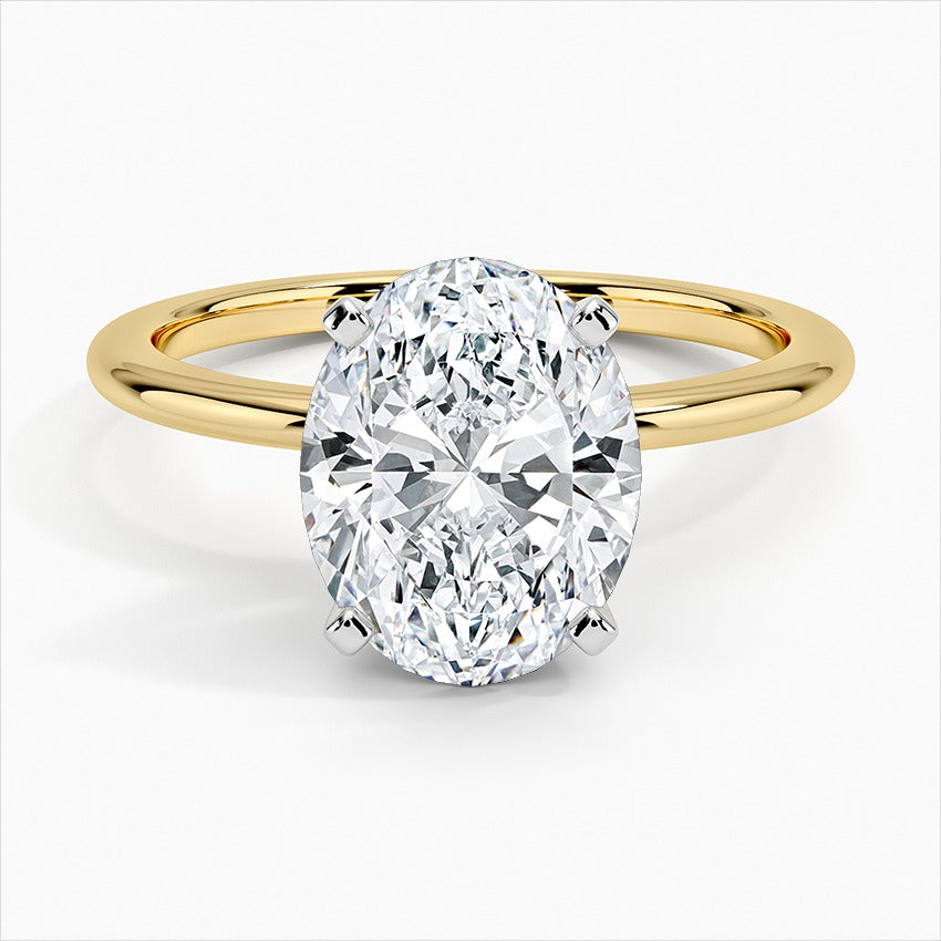 Wind Oval Four-Prong Moissanite Engagement Ring Yellow Gold