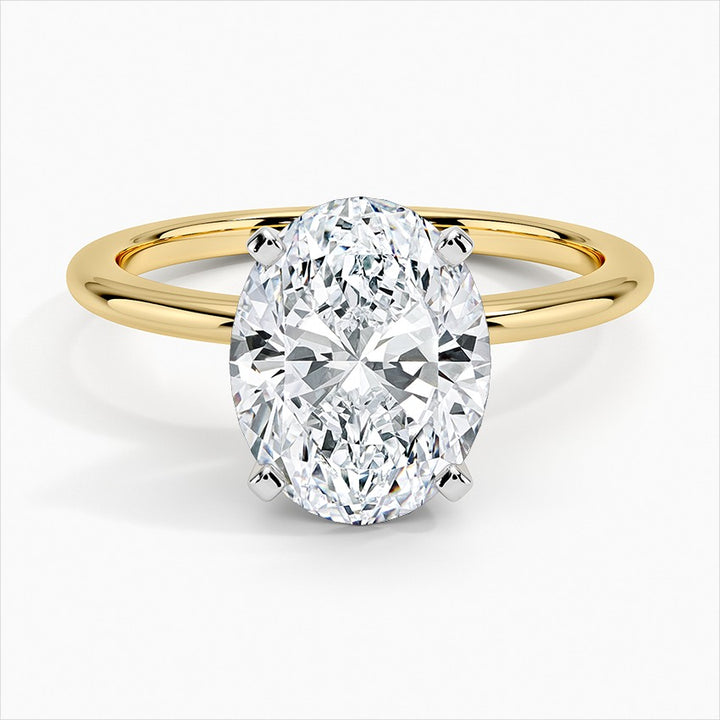 Wind Four-Prong 3 Carat Oval Cut Moissanite Ring in 18K Rose Gold