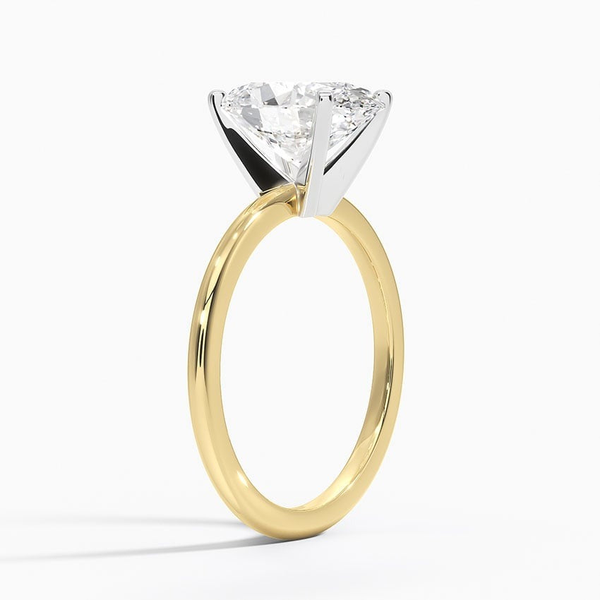 Wind Oval Four-Prong Moissanite Engagement Ring Yellow Gold