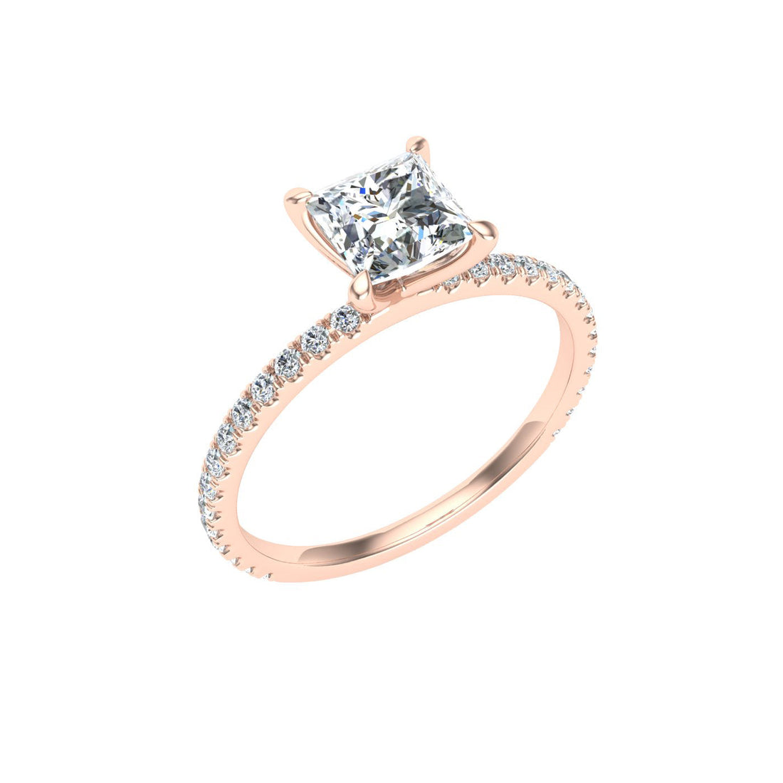 Windfall Princess Cut Solitaire Moissanite Engagement Ring Rose Gold