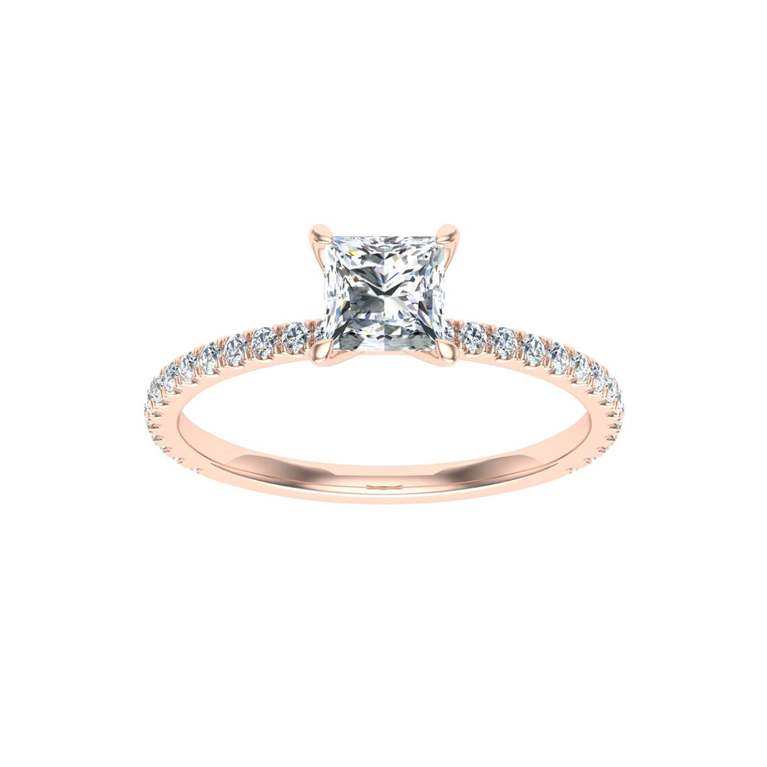 Windfall Princess Cut Solitaire Moissanite Engagement Ring Rose Gold