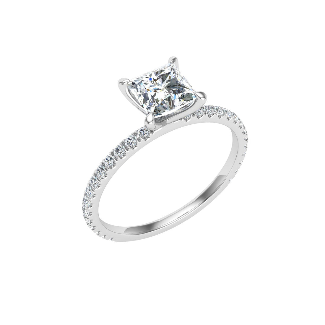 Windfall Princess Cut Solitaire Moissanite Engagement Ring White Gold