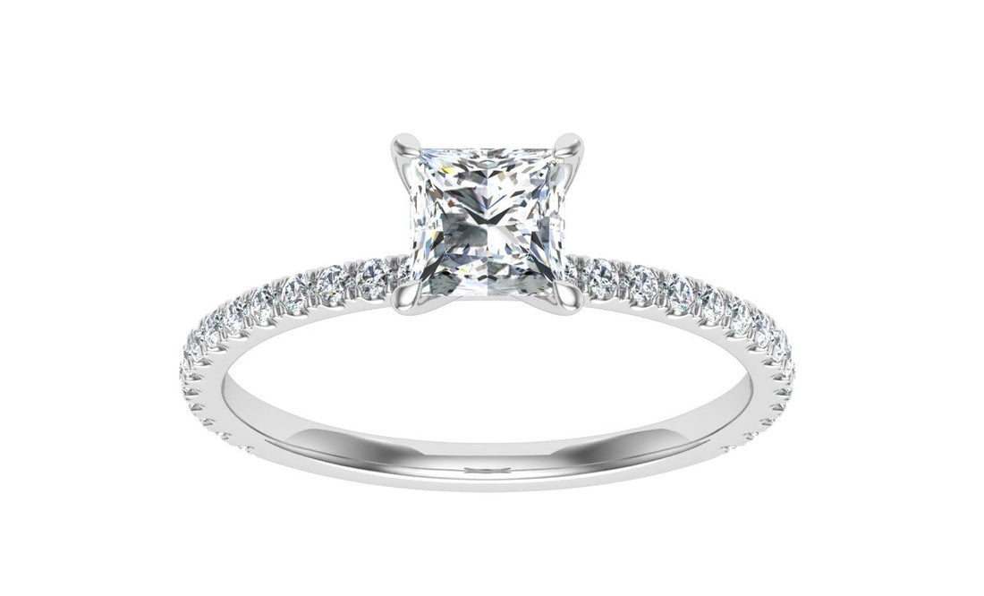 Windfall Princess Cut Solitaire Moissanite Engagement Ring White Gold