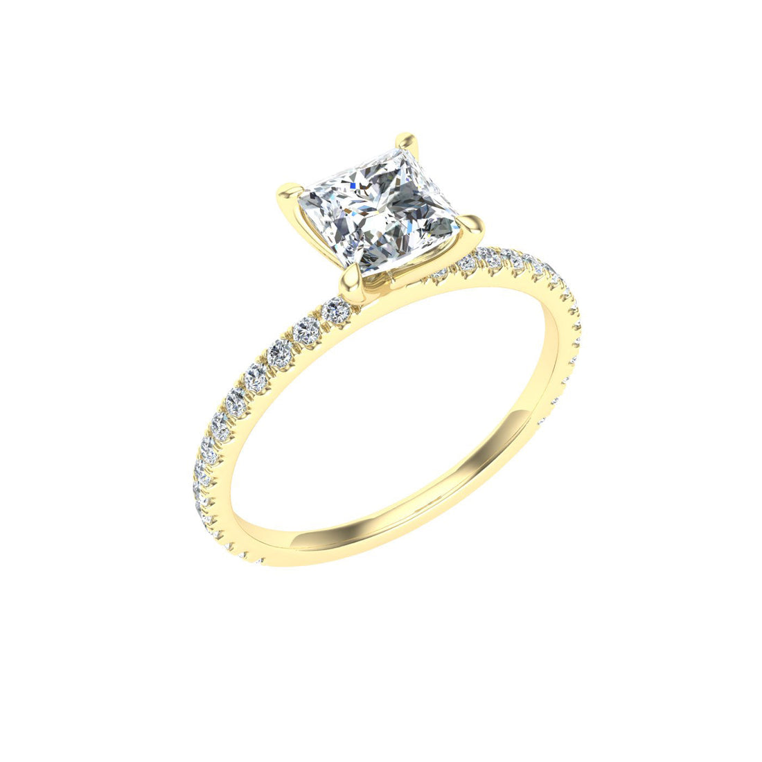 Windfall Princess Cut Solitaire Moissanite Engagement Ring Yellow Gold