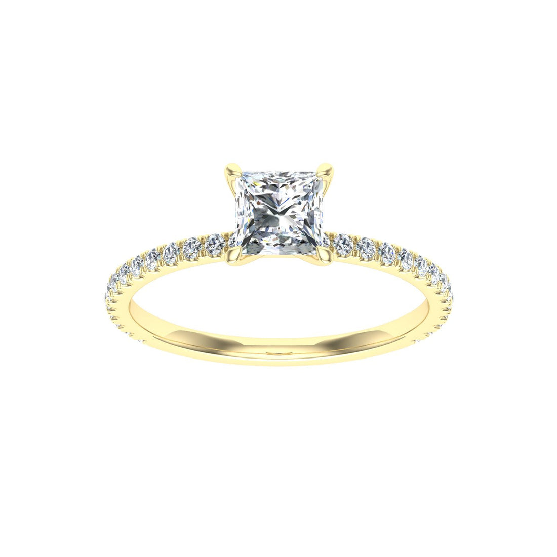 Windfall Princess Cut Solitaire Moissanite Engagement Ring Yellow Gold