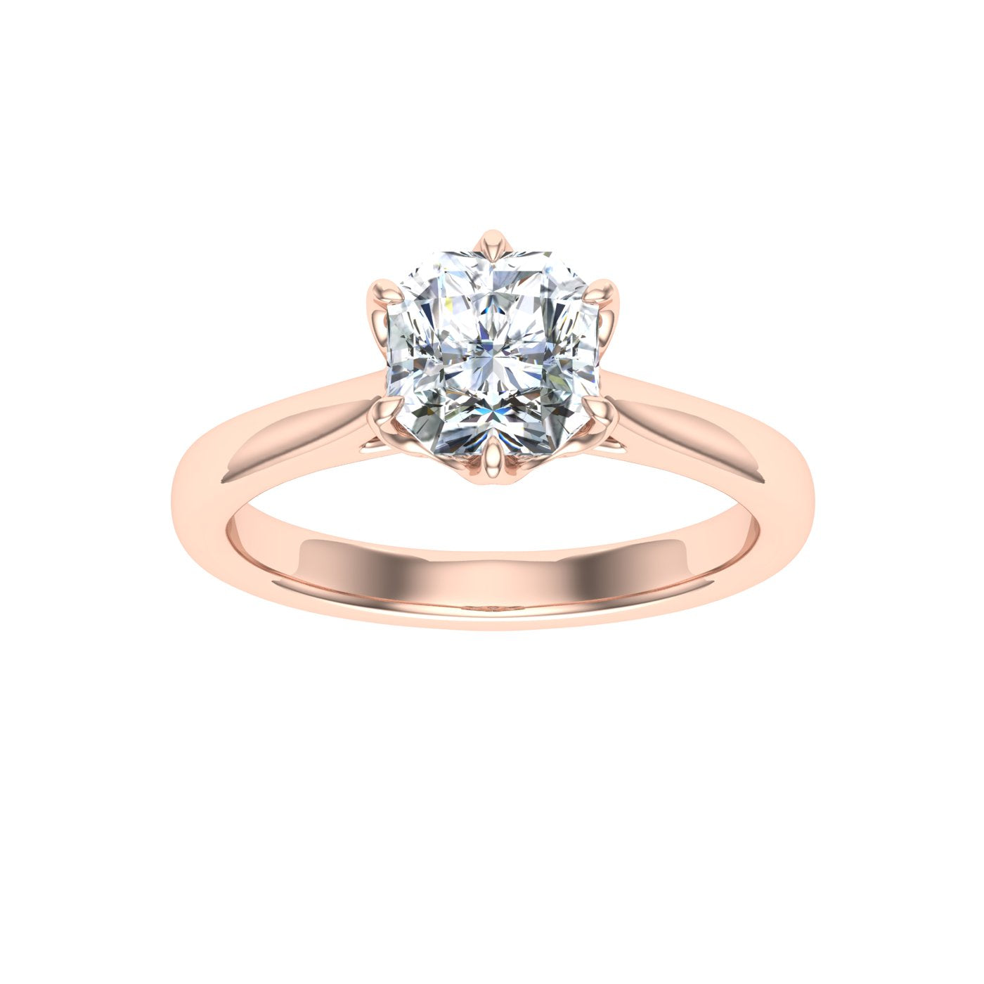 Winston Asscher Cut Scalloped Moissanite Engagement Ring Rose Gold