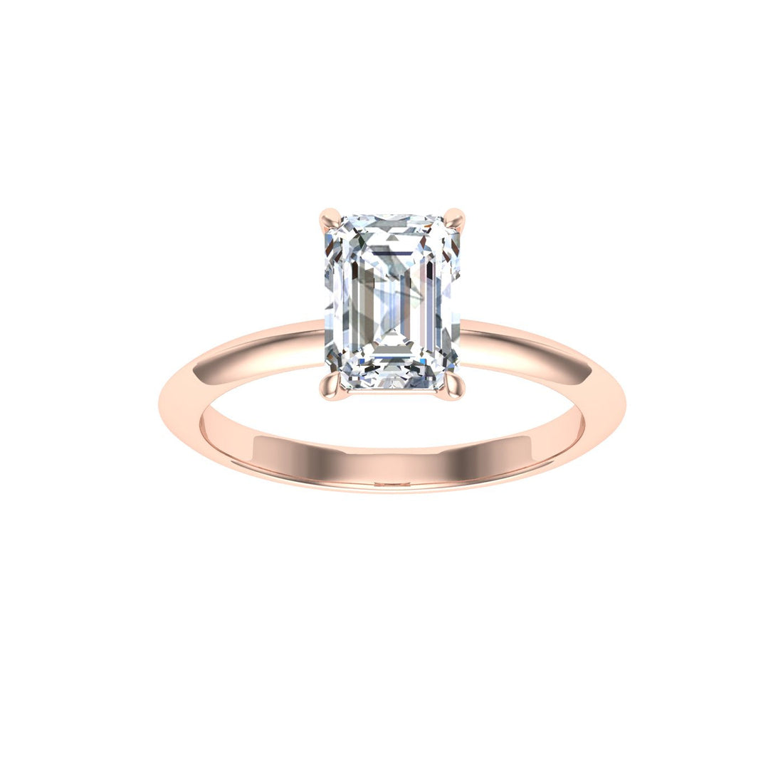 Wisp Emerald Cut Solitaire Moissanite Engagement Ring Rose Gold