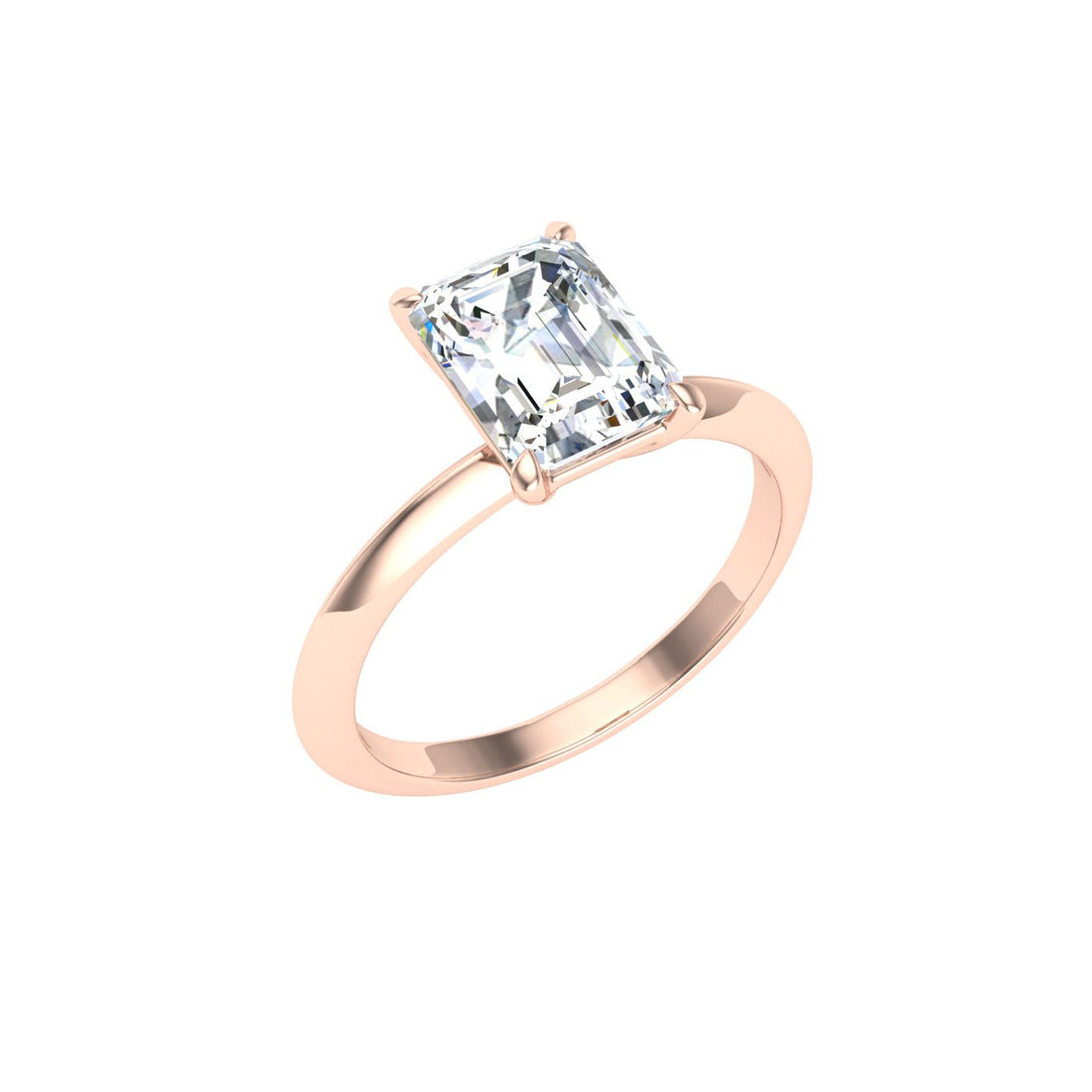 Wisp Emerald Cut Solitaire Moissanite Engagement Ring Rose Gold