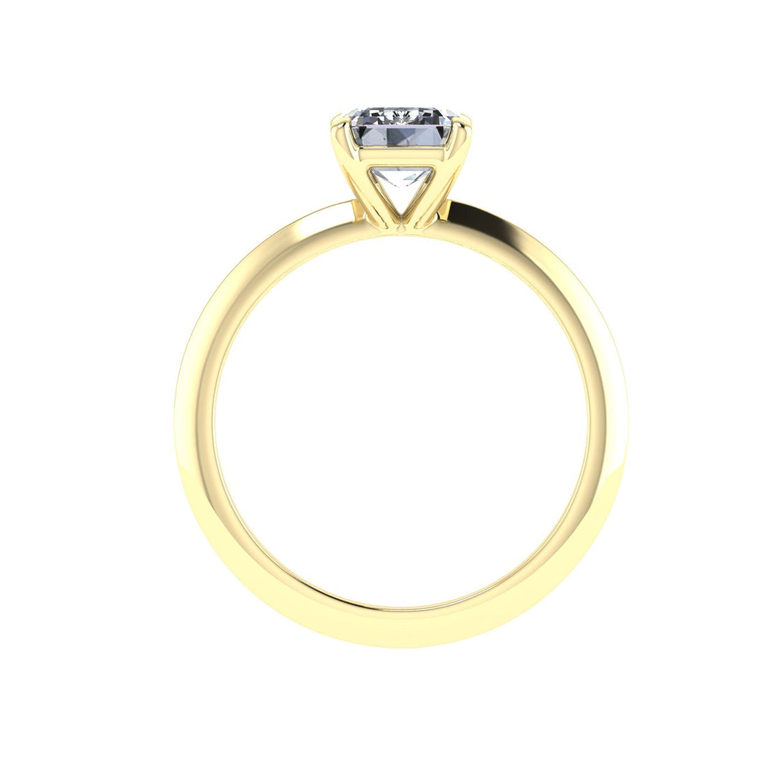 Wisp Emerald Cut Solitaire Moissanite Engagement Ring Yellow Gold